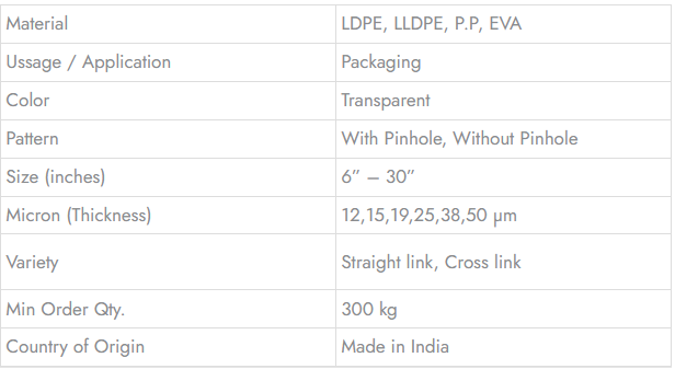 Shrink Film (POF) - Technical Specifications