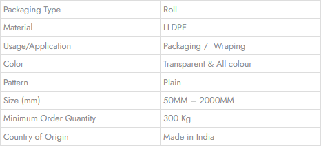 STRETCH FILM (COLOURED) - Technical Specifications